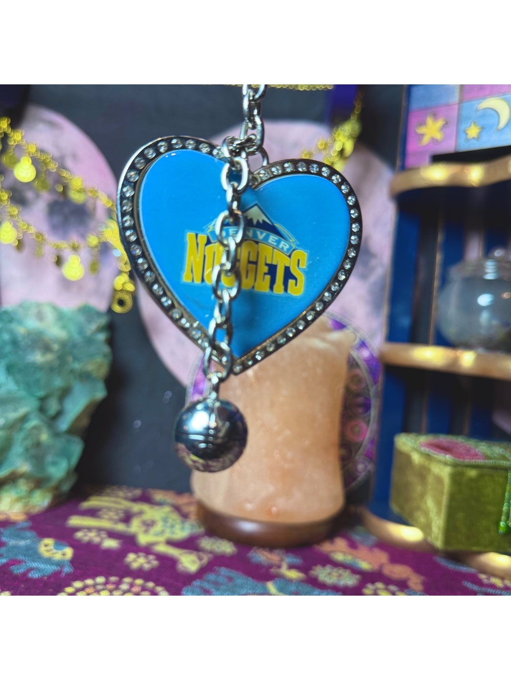 Large Nuggets Basketball Bag Charm Metal Bedazzled Bling
